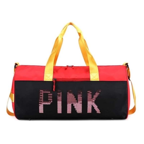 PINK Victoria's Secret Handbags - Victoria's Secret Pink Duffle Bag- Multi with Rose Gold Sequin Logo